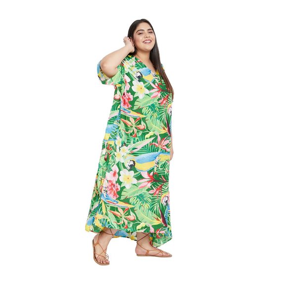 Womens Full Length Kaftan Dress for Bikini Cover up One Size Maxi Dress for Home - Picture 5 of 9